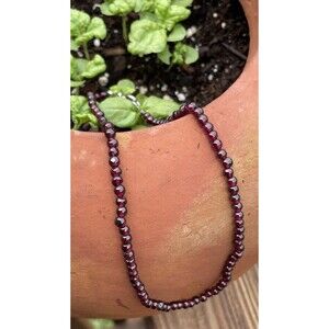 Garnet Stone Necklace Vintage 15” Long